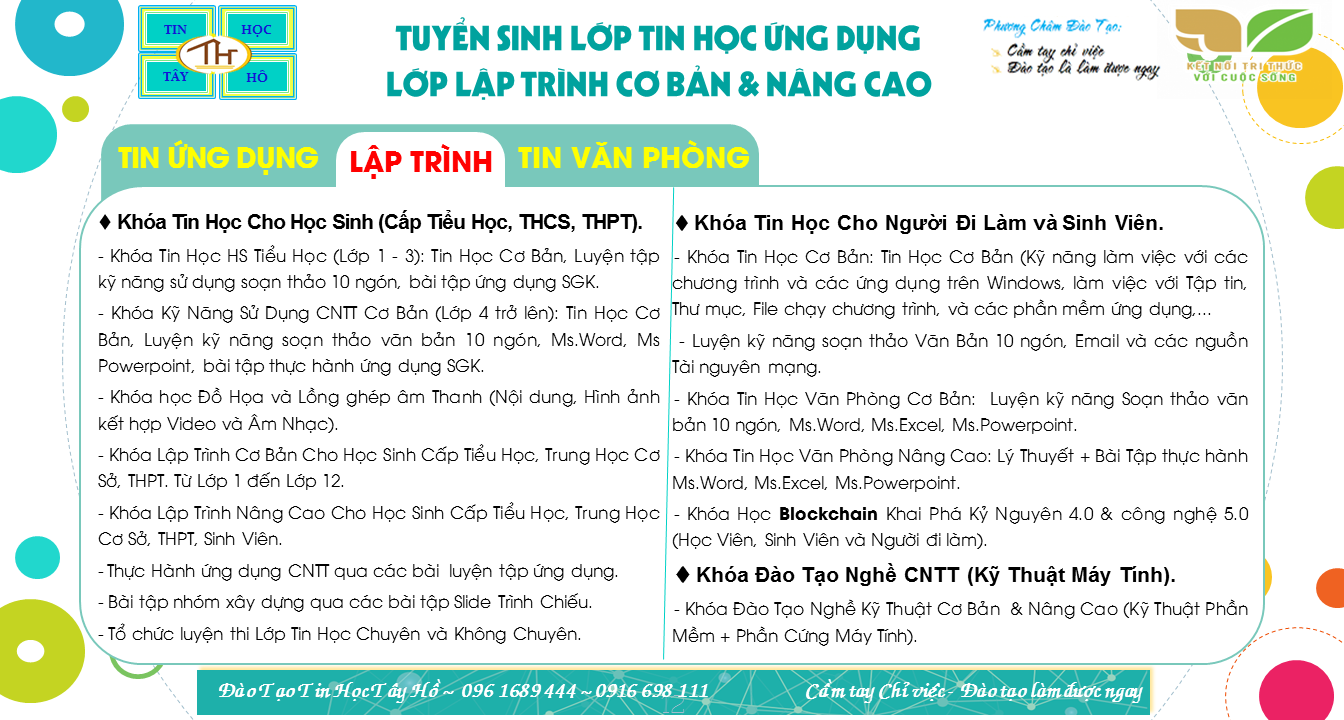 Địa Chỉ Trung Tâm Dạy Tin Học Văn Phòng Ở Hà Nội 