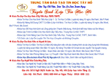 Tuyển sinh lớp tin học hè